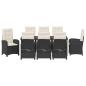 Preview: 9-teiliges Garten-Dining-Set mit Kissen aus schwarzem Poly-Rattan
