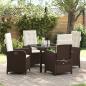 Preview: ARDEBO.de - 5-teiliges Gartenset mit Kissen Braunes Poly-Rattan