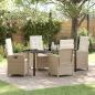 Preview: ARDEBO.de - 5-teiliges Garten-Esszimmer-Set mit Kissen in beige Poly-Rattan
