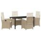 Preview: 5-teiliges Garten-Esszimmer-Set mit Kissen in beige Poly-Rattan