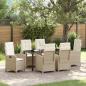 Preview: ARDEBO.de - 7-teiliges Garten-Dining-Set mit Kissen Beige Poly-Rattan