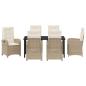 Preview: 7-teiliges Garten-Dining-Set mit Kissen Beige Poly-Rattan