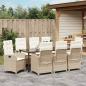Preview: 9-teiliges Garten-Dining-Set mit Kissen Beige Poly-Rattan