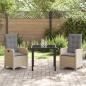 Preview: ARDEBO.de - 3-teiliges Garten-Ess-Set mit Kissen Beige Poly Rattan