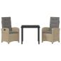 Preview: 3-teiliges Garten-Ess-Set mit Kissen Beige Poly Rattan