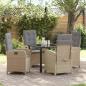 Preview: ARDEBO.de - 5-teiliges Garten-Esstischset mit Kissen Beige Poly-Rattan