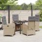 Preview: 5-teiliges Garten-Esstischset mit Kissen Beige Poly-Rattan