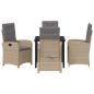 Preview: 5-teiliges Garten-Esstischset mit Kissen Beige Poly-Rattan