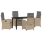 Preview: 5-teiliges Garten-Ess-Set mit Kissen Beige Poly-Rattan