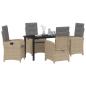 Preview: 5-teiliges Garten-Ess-Set mit Kissen Beige Poly-Rattan