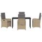 Preview: 5-teiliges Garten-Ess-Set mit Kissen Beige Poly-Rattan