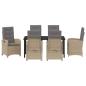 Preview: 7-teiliges Garten-Essset mit Kissen Beige Poly Rattan