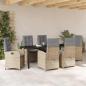 Preview: 7-teiliges Garten-Esszimmer-Set mit Kissen - Beige Poly Rattan