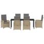 Preview: 7-teiliges Garten-Esszimmer-Set mit Kissen - Beige Poly Rattan
