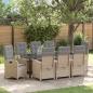 Preview: ARDEBO.de - Garten Essgruppe 9 stk. Beige Poly-Rattan