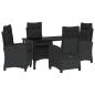 Preview: 5-teiliges Gartendining-Set mit Kissen in Schwarz Poly-Rattan