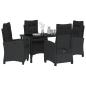 Preview: 5-teiliges Gartendining-Set mit Kissen in Schwarz Poly-Rattan