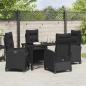 Preview: 5-teiliges Gartendining-Set mit Kissen in Schwarz Poly-Rattan