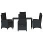 Preview: 5-teiliges Gartendining-Set mit Kissen in Schwarz Poly-Rattan