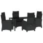 Preview: 5-teilige Garten-Essgruppe mit Kissen Schwarz Poly-Rattan