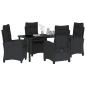 Preview: 5-teilige Garten-Essgruppe mit Kissen Schwarz Poly-Rattan