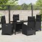 Preview: 5-teilige Garten-Essgruppe mit Kissen Schwarz Poly-Rattan