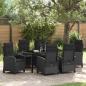 Preview: ARDEBO.de - 7-teiliges Garten-Dining-Set mit Kissen Schwarz Poly Rattan