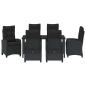 Preview: 7-teiliges Garten-Dining-Set mit Kissen Schwarz Poly Rattan