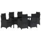 Preview: ARDEBO.de - 7-teiliges Garten-Esstisch-Set mit Kissen Schwarz Poly-Rattan
