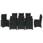 Preview: Garten Essgruppe mit Kissen 9 pcs Schwarz Poly-Rattan