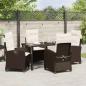 Preview: 5-teiliges Garten-Essgruppe mit Kissen Braun Poly-Rattan