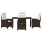 Preview: 5-teiliges Garten-Essgruppe mit Kissen Braun Poly-Rattan