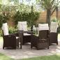 Preview: ARDEBO.de - 5-teiliges Gartendining-Set mit Kissen Braun Poly-Rattan
