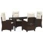 Preview: 5-teiliges Gartendining-Set mit Kissen Braun Poly-Rattan
