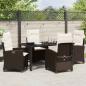 Preview: 5-teiliges Gartendining-Set mit Kissen Braun Poly-Rattan