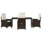 Preview: 5-teiliges Gartendining-Set mit Kissen Braun Poly-Rattan