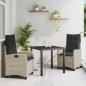 Preview: ARDEBO.de - 3-teiliges Garten-Dining-Set mit Kissen Hellgraues Poly-Rattan