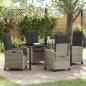 Preview: ARDEBO.de - 5-teiliges Gartendining-Set mit Kissen Hellgrau Poly Rattan.