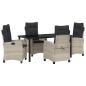 Preview: 5-teiliges Gartendining-Set mit Kissen Hellgrau Poly Rattan.