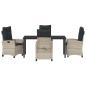 Preview: 5-teiliges Gartendining-Set mit Kissen Hellgrau Poly Rattan.