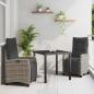 Preview: ARDEBO.de - 3-teiliges Garten-Dining-Set Grau Poly-Rattan