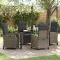Preview: ARDEBO.de - 5-teiliges Garten-Esszimmer-Set in Grau aus Poly-Rattan