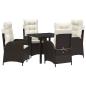 Preview: 5-teiliges Garten-Dining-Set mit Kissen Braunes Poly-Rattan