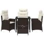 Preview: 5-teiliges Garten-Dining-Set mit Kissen Braunes Poly-Rattan