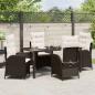 Preview: 5-teiliger Garten-Essbereich mit Kissen Braun Poly Rattan