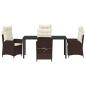 Preview: 5-teiliger Garten-Essbereich mit Kissen Braun Poly Rattan