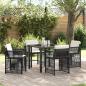 Preview: ARDEBO.de - 5-teiliges Garten Esszimmer Set mit Kissen Schwarz Poly Rattan
