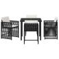 Preview: 5-teiliges Garten Esszimmer Set mit Kissen Schwarz Poly Rattan