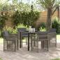 Preview: ARDEBO.de - 5-teiliges Garten Essgruppe mit Kissen Grau Poly Rattan