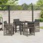 Preview: 5-teiliges Garten Essgruppe mit Kissen Grau Poly Rattan